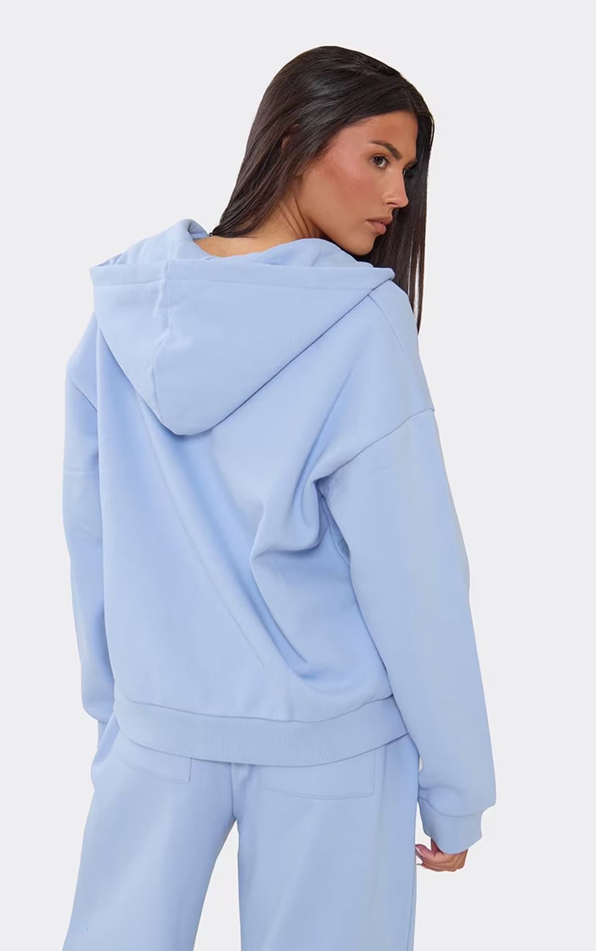 EGO Heavyweight Oversized Double Zip Detail Jacket In Blue., Women's Size UK 6