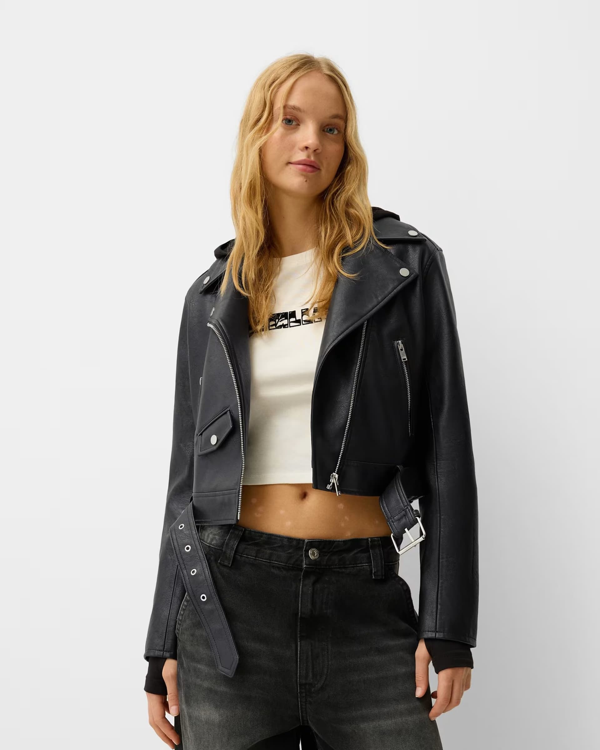 ASOS ASOS Black Faux Leather Biker Jacket