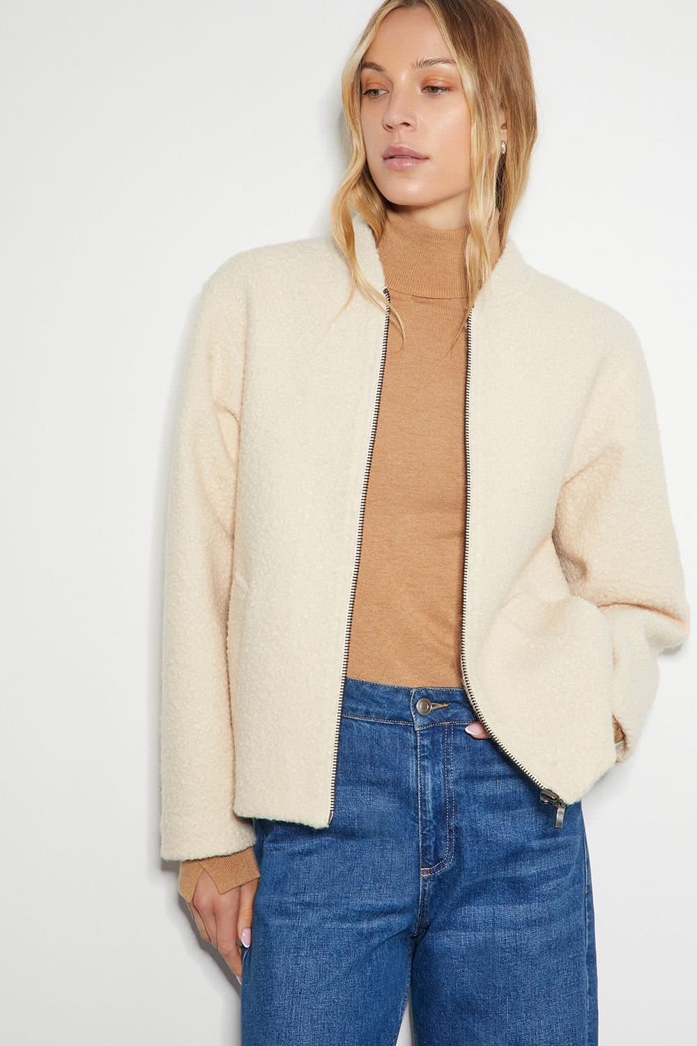 Monsoon Monsoon Women's Jade Boucle Bomber Jacket Ivory