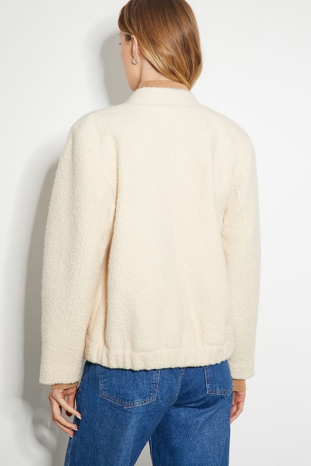 Monsoon Monsoon Women's Jade Boucle Bomber Jacket Ivory - 3