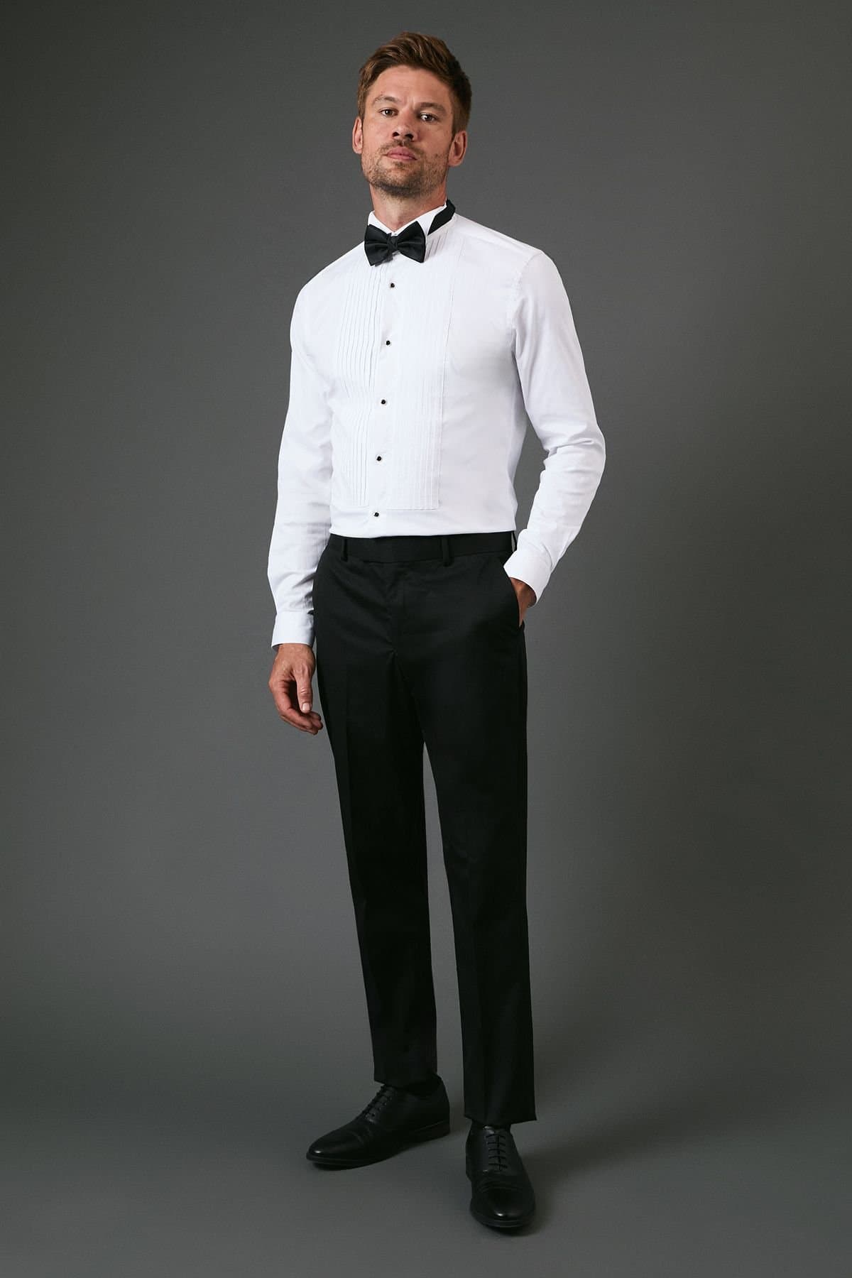 Burton Burton Men's Black Slim Fit Tuxedo Suit Trouser