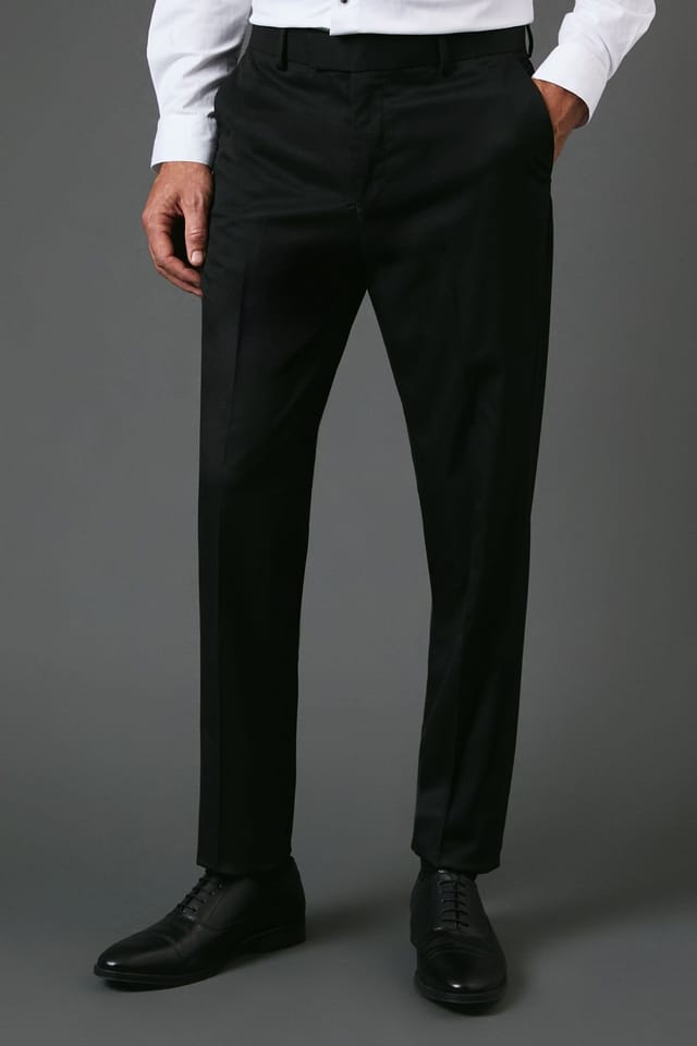 Burton Burton Men's Black Slim Fit Tuxedo Suit Trouser - 2