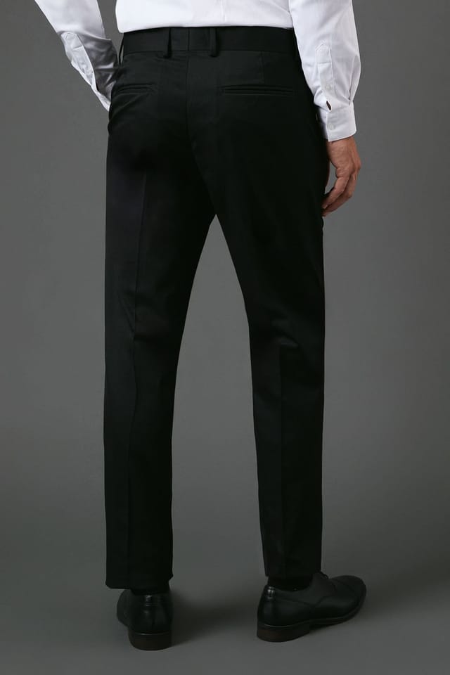 Burton Burton Men's Black Slim Fit Tuxedo Suit Trouser - 3