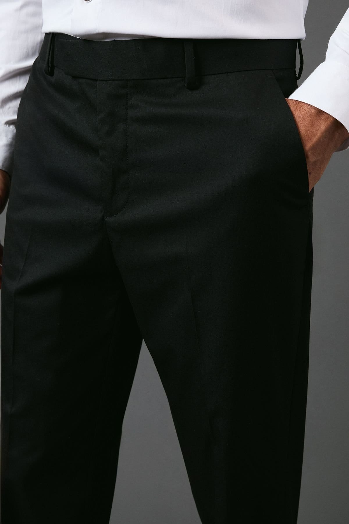 Burton Burton Men's Black Slim Fit Tuxedo Suit Trouser - 4