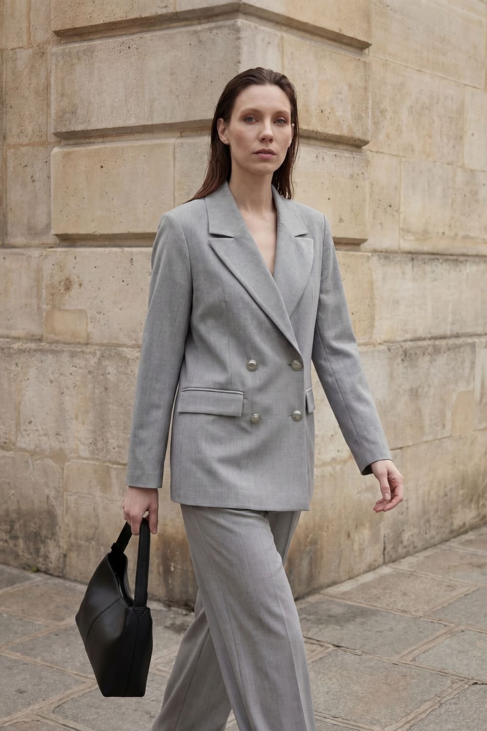 MyFashion MyFashion Women's Buttoned Blazer Jacket in Grey - 3