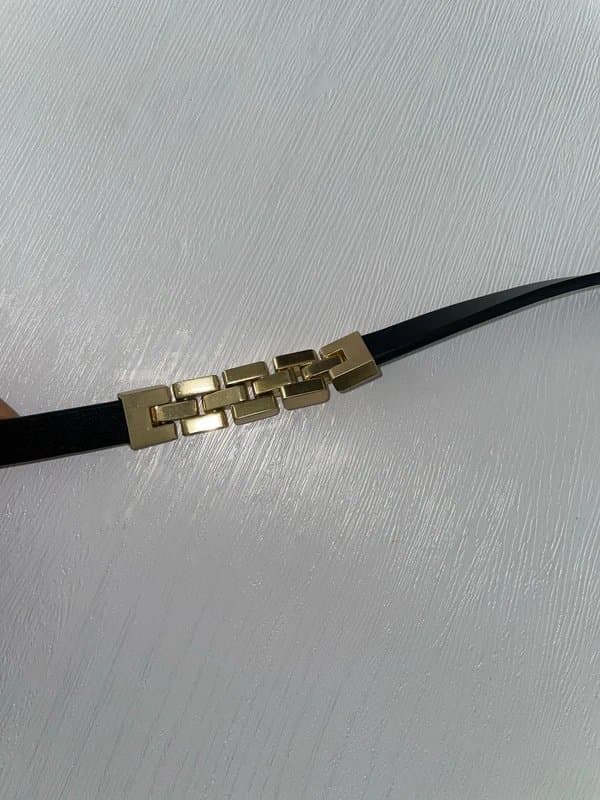 Reiss Reiss Black Hallie Thin Leather Chain Detail Belt Size L RRP £58
