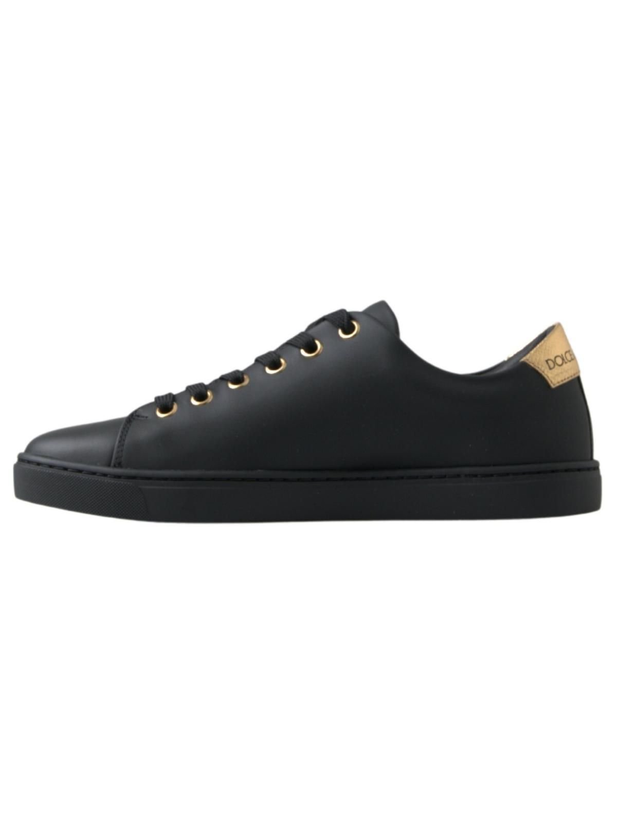 Dolce & Gabbana Dolce & Gabbana Women's Black Gold Leather Classic Sneakers Shoes - 2