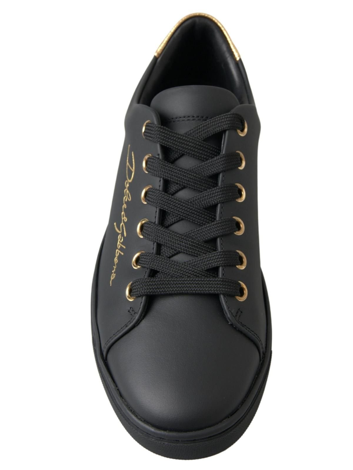 Dolce & Gabbana Dolce & Gabbana Women's Black Gold Leather Classic Sneakers Shoes - 4