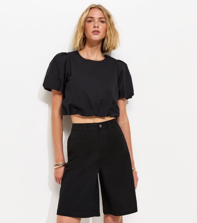 New Look Women's Black Twill Jorts New Look - 2