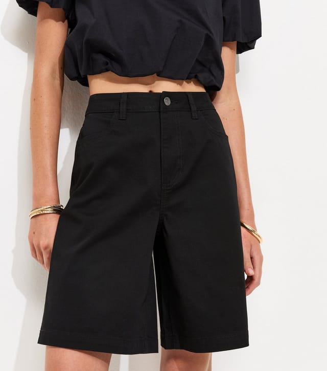 New Look Women's Black Twill Jorts New Look - 3