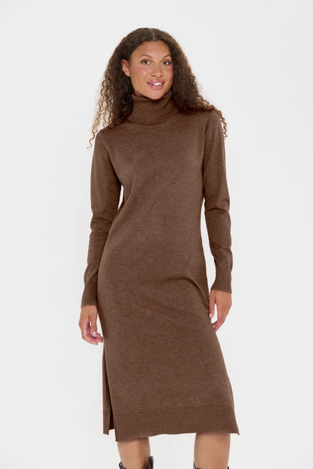 Saint Tropez Saint Tropez Women's Mila Rollneck Knitted Midi Dress in Brown - 2