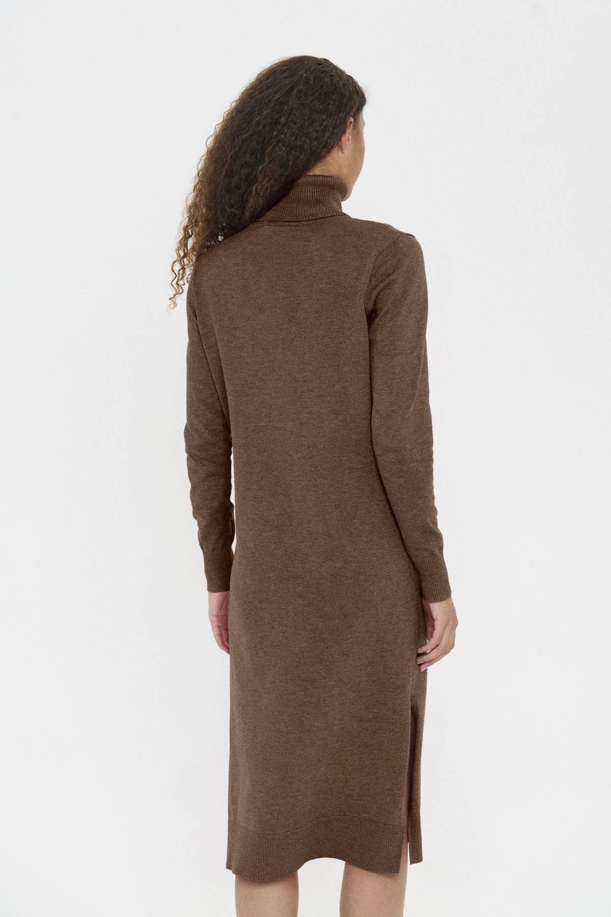 Saint Tropez Saint Tropez Women's Mila Rollneck Knitted Midi Dress in Brown - 3