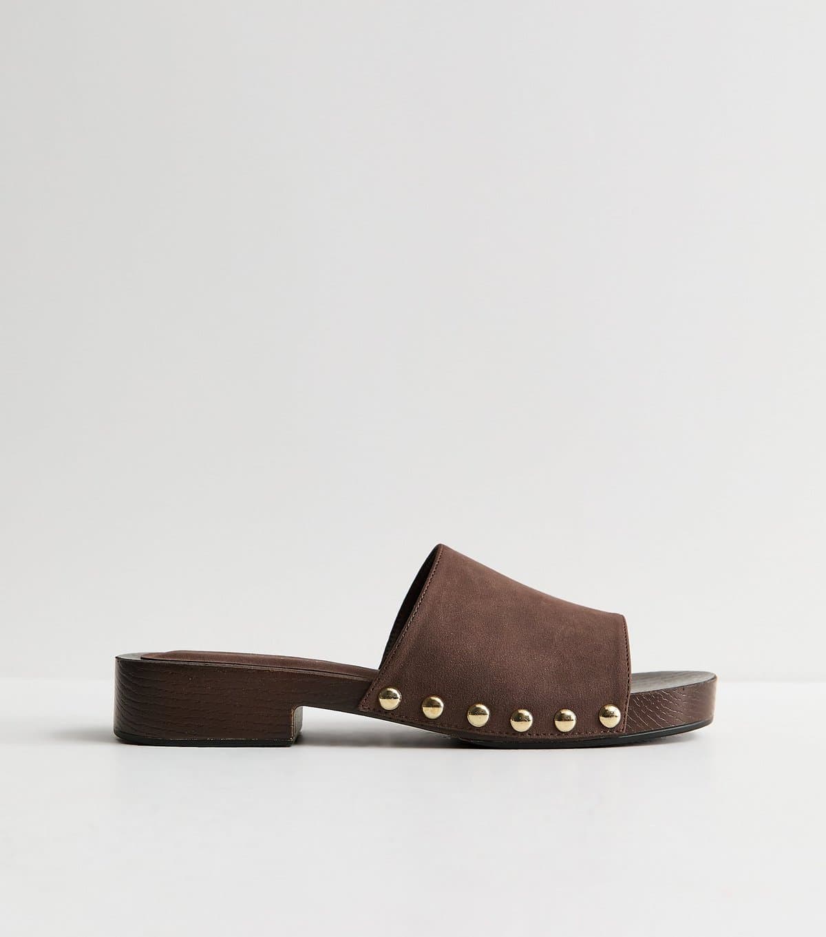 New Look Women's Brown Faux Suede Mule Clog Sandals Vegan New Look