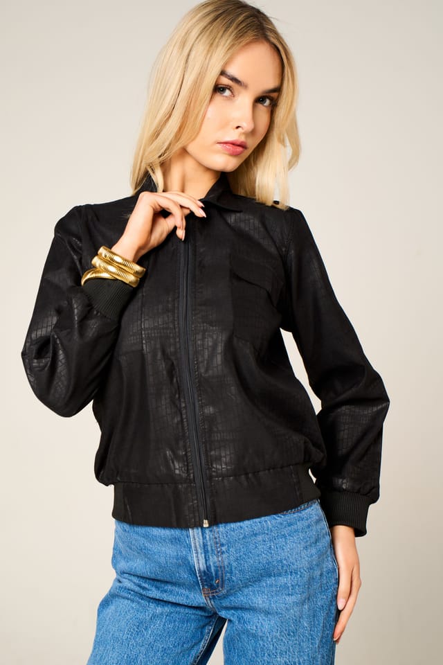 Dals Hart Dals Hart Women's Black Utility Jacket with Ribbed Cuffs - 2