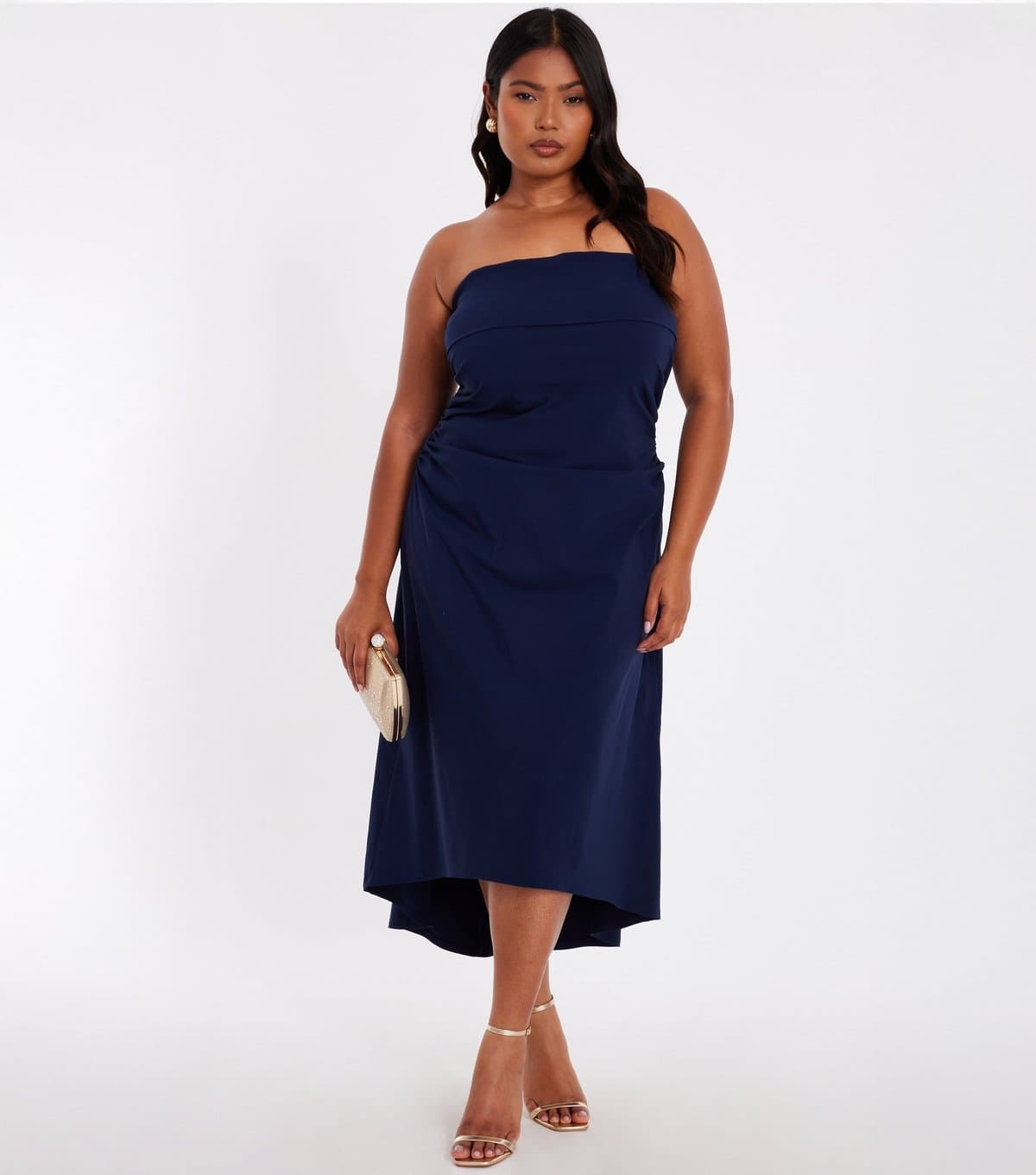 Quiz Women's Plus Size Navy Bandeau Midi Dress Curves Quiz New Look