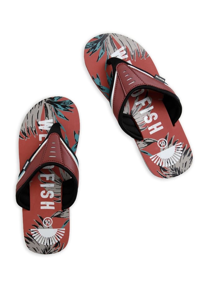 Weird Fish Weird Fish Men's Lexington Printed Flip Flops in Orange - 2