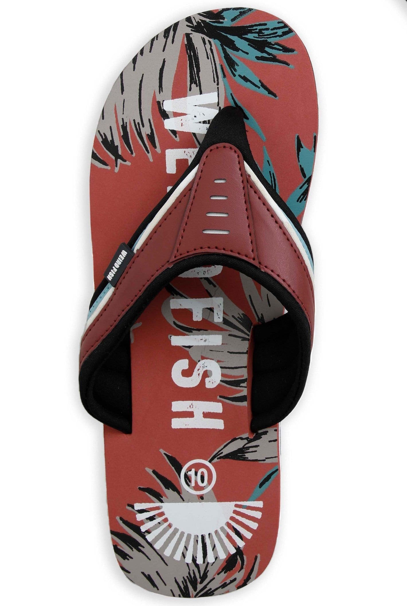 Weird Fish Weird Fish Men's Lexington Printed Flip Flops in Orange - 4