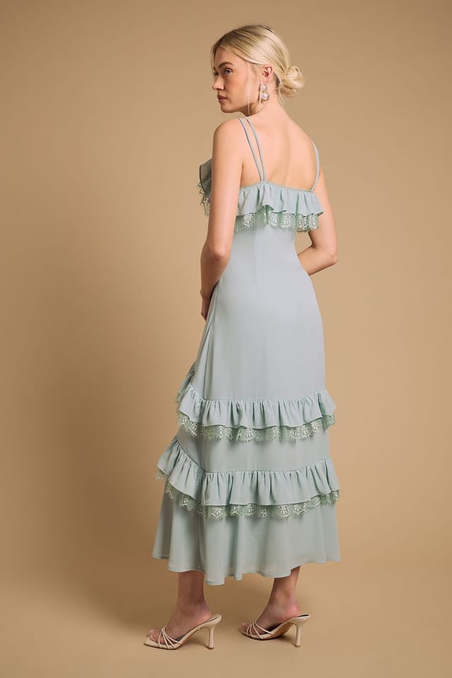 Oasis Oasis Women's Cape Detail Ruffle Slip Midaxi Dress in Mint - 3