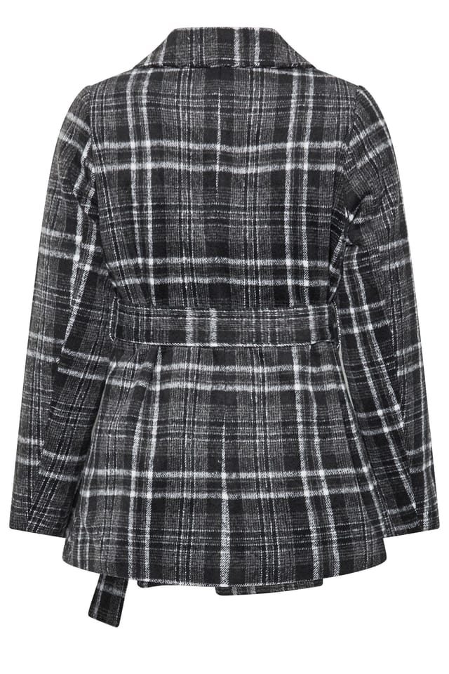 Yours Yours Women's Checked Wrap Coat in Black - 3