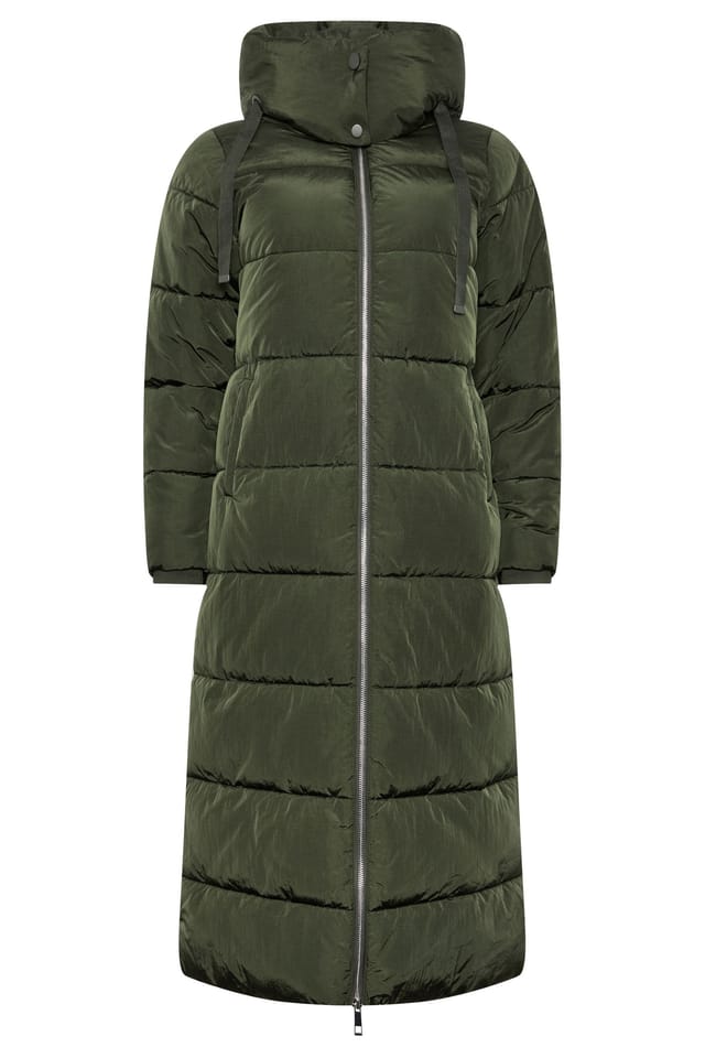 PixieGirl PixieGirl Women's Petite Maxi Padded Coat in Olive - 3