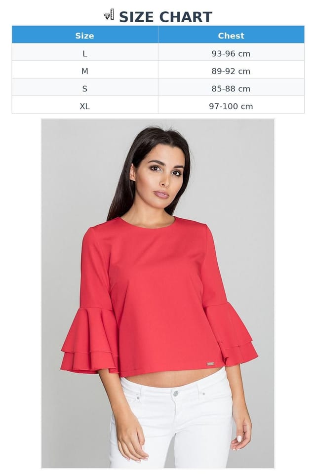 Love Lace Love Lace Women's Delicate Back Button Frill Sleeve Blouse in Red - 3