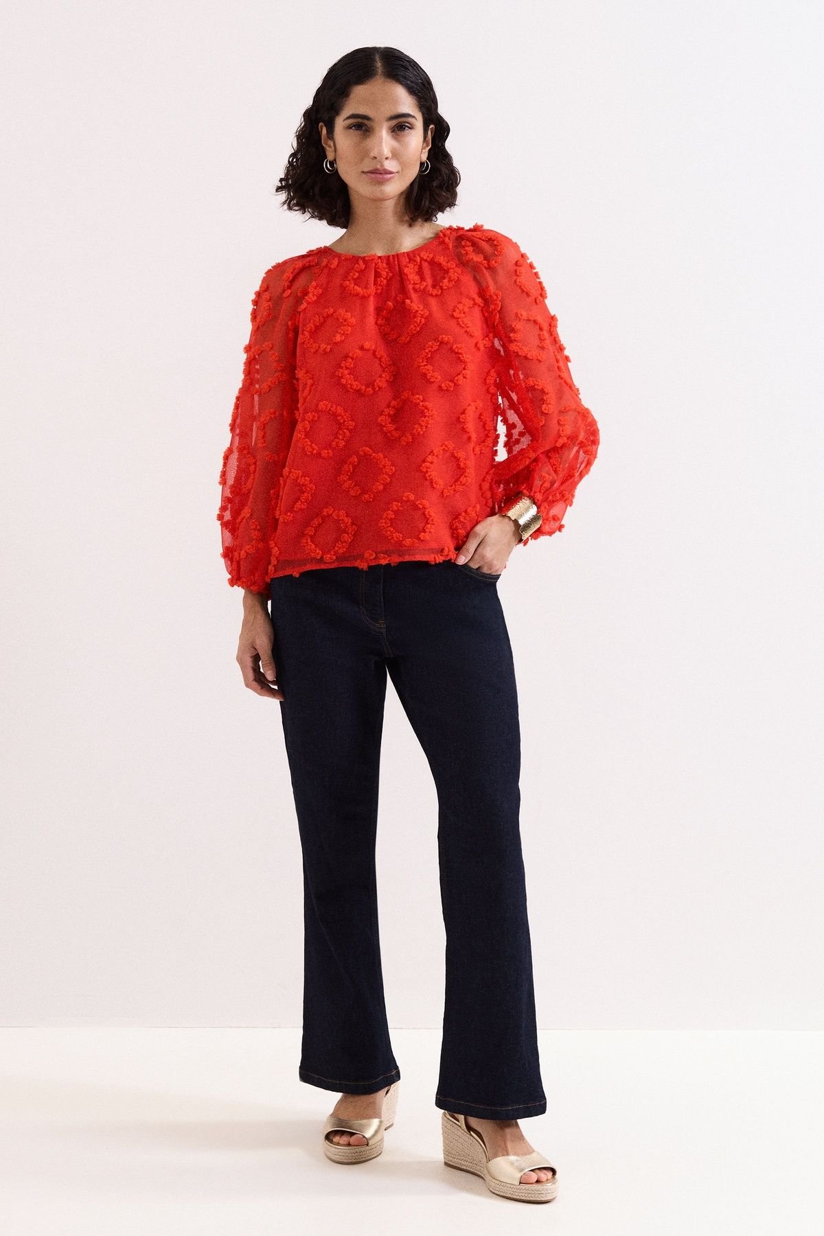 Phase Eight Phase Eight Women's Shayla Textured Blouse in Scarlet - 3