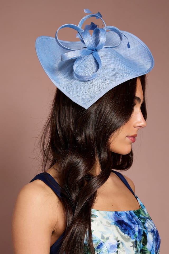 Coast Coast Women's Feather & Loop Detail Wide Fascinator in Light Blue - 2