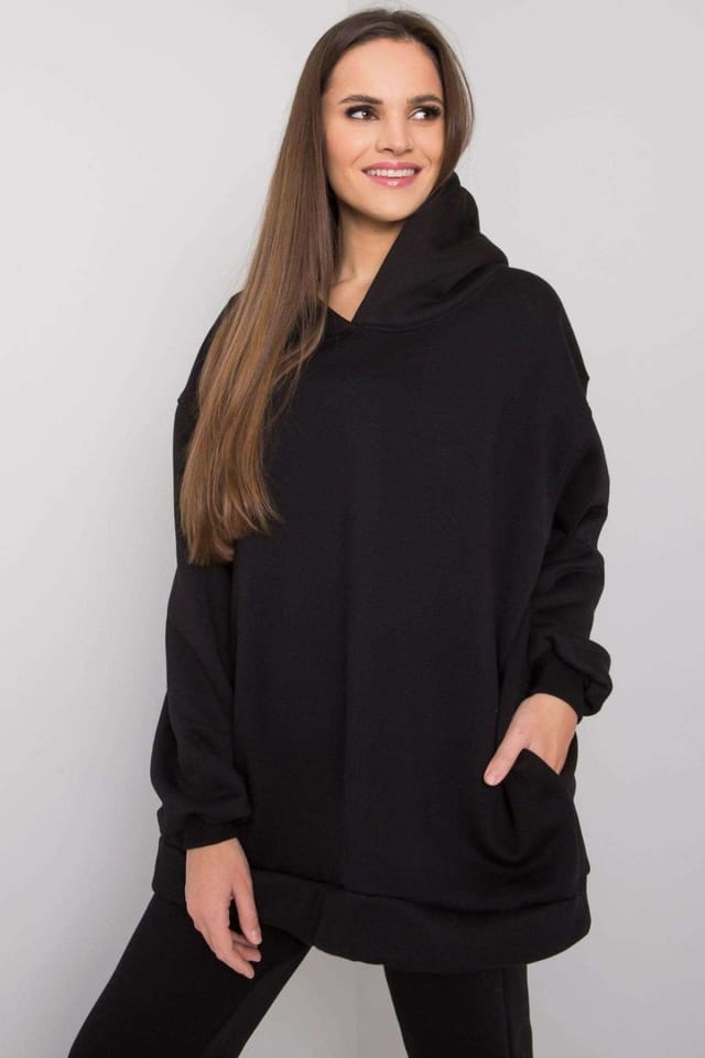 Love Lace Love Lace Women's Hooded Sweatshirt & Straight Sweatpants Set Style 161436 in Black - 2