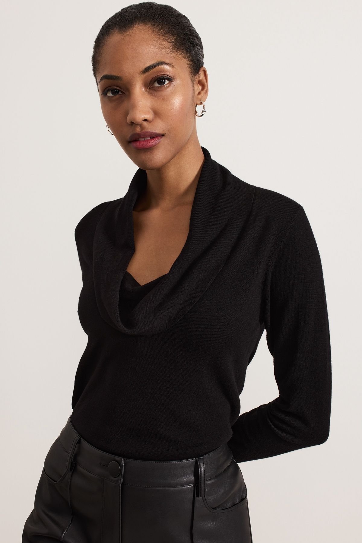 Phase Eight Phase Eight Women's Lottie Cowl Neck Jumper in True Black - 1