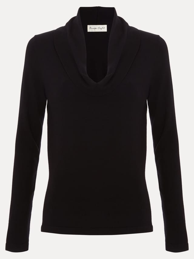 Phase Eight Phase Eight Women's Lottie Cowl Neck Jumper in True Black - 2