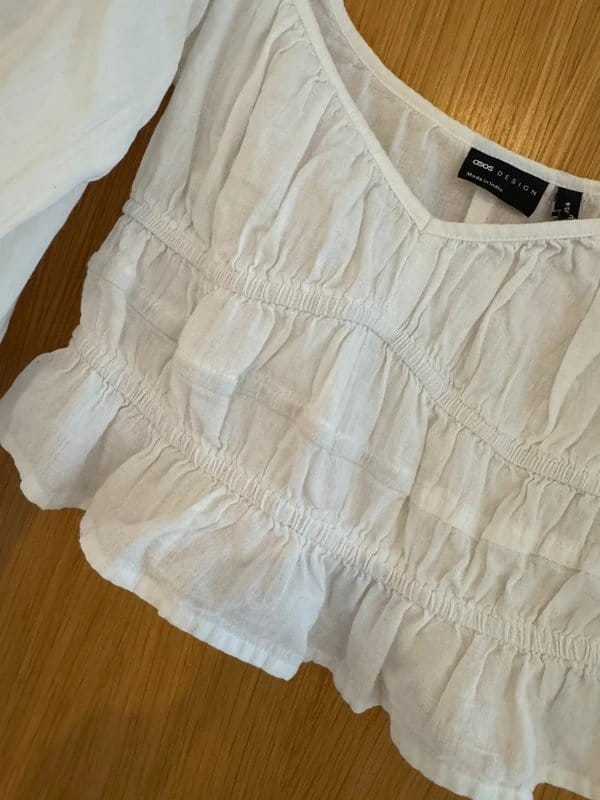 ASOS Design White Ruched Crop Top