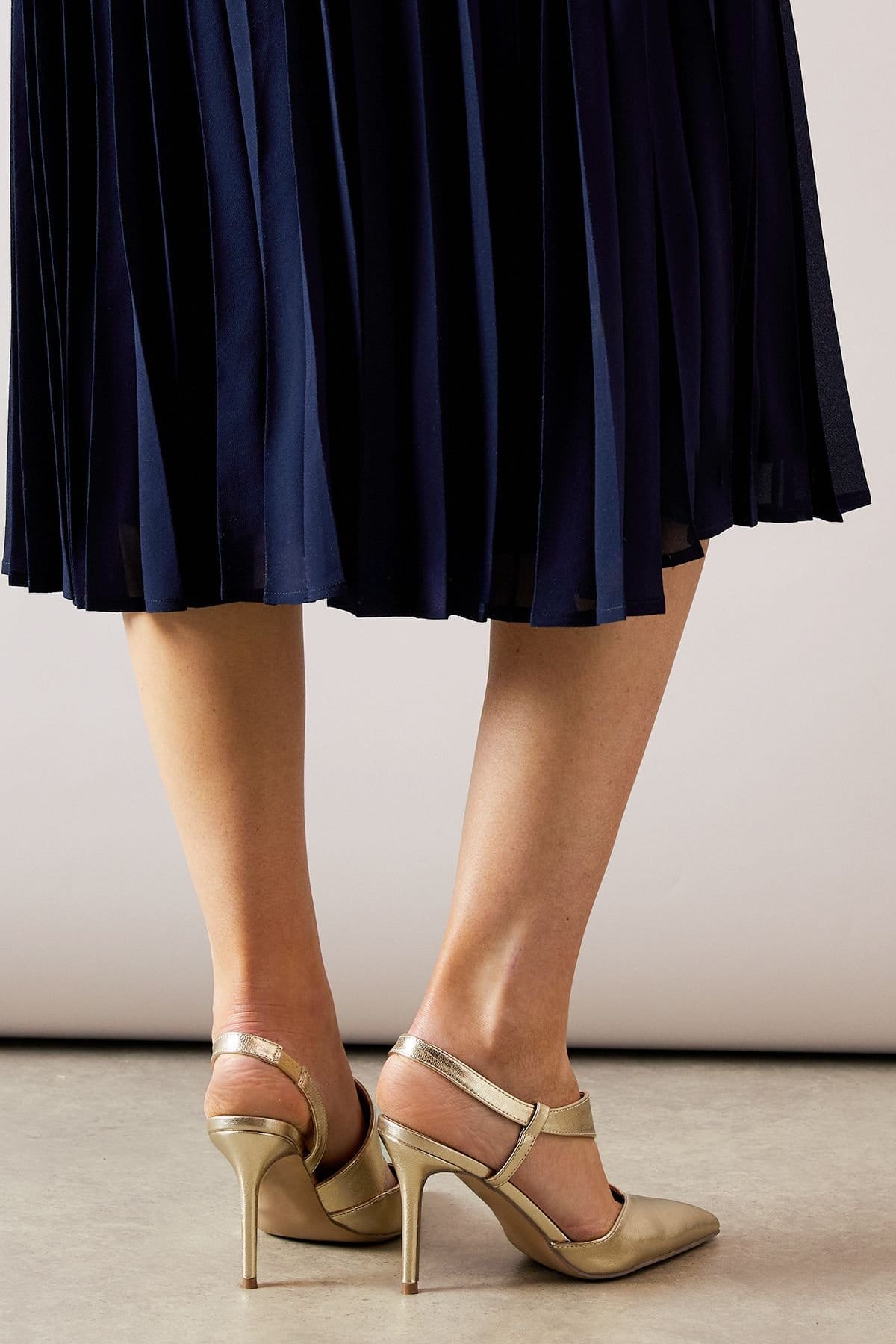 Wallis Wallis Women's Evie Asymmetric Pointed Stiletto High Heel Court Shoes in Gold - 4