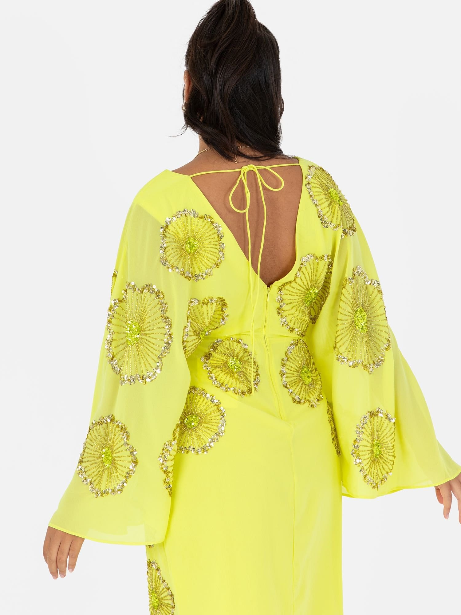 Maya Deluxe Maya Deluxe Women's Cape Sleeve Mini Dress in Yellow - 4