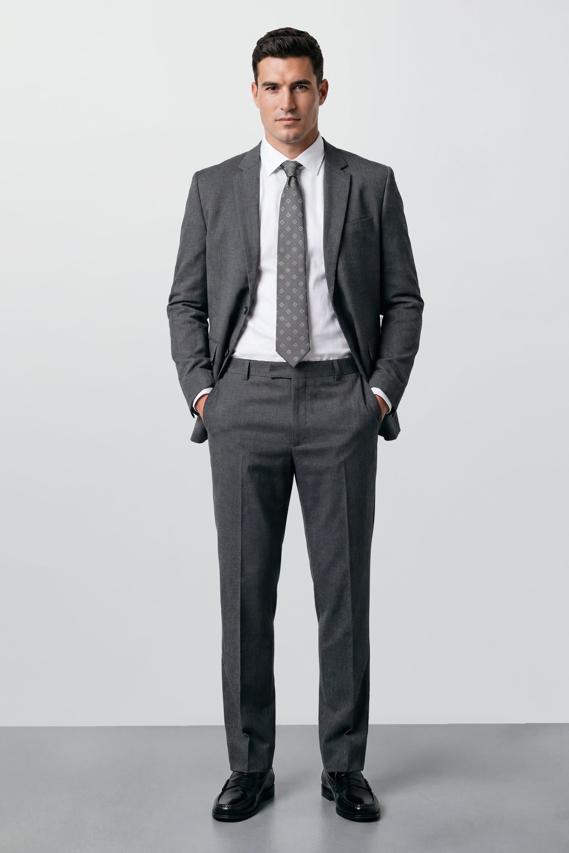Burton Burton Men's Plus & Tall Mid Grey Essential Suit Jacket