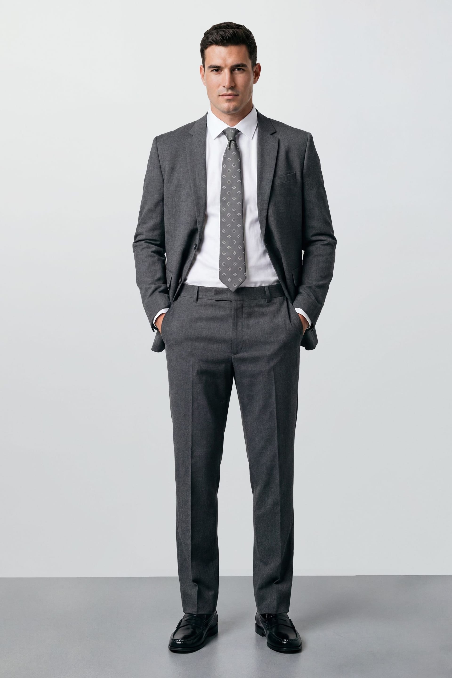 Burton Men's Plus & Tall Mid Grey Essential Suit Jacket