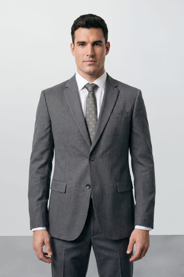 Burton Burton Men's Plus & Tall Mid Grey Essential Suit Jacket - 3