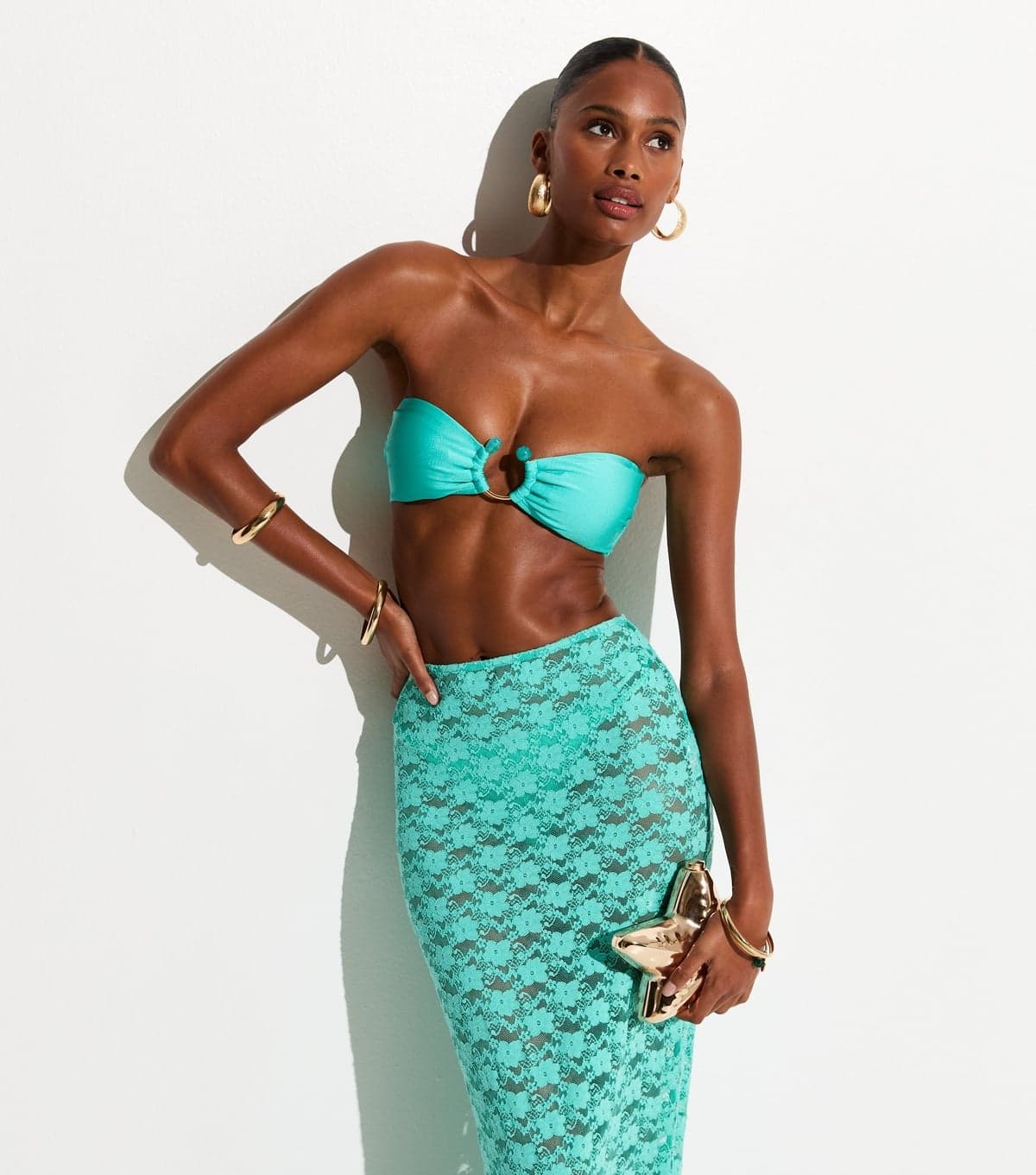 New Look New Look Turquoise Jersey Bandeau Bikini Top