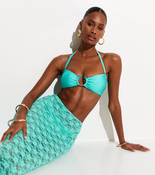 New Look Women's Turquoise Ring Bandeau Bikini Top New Look - 3