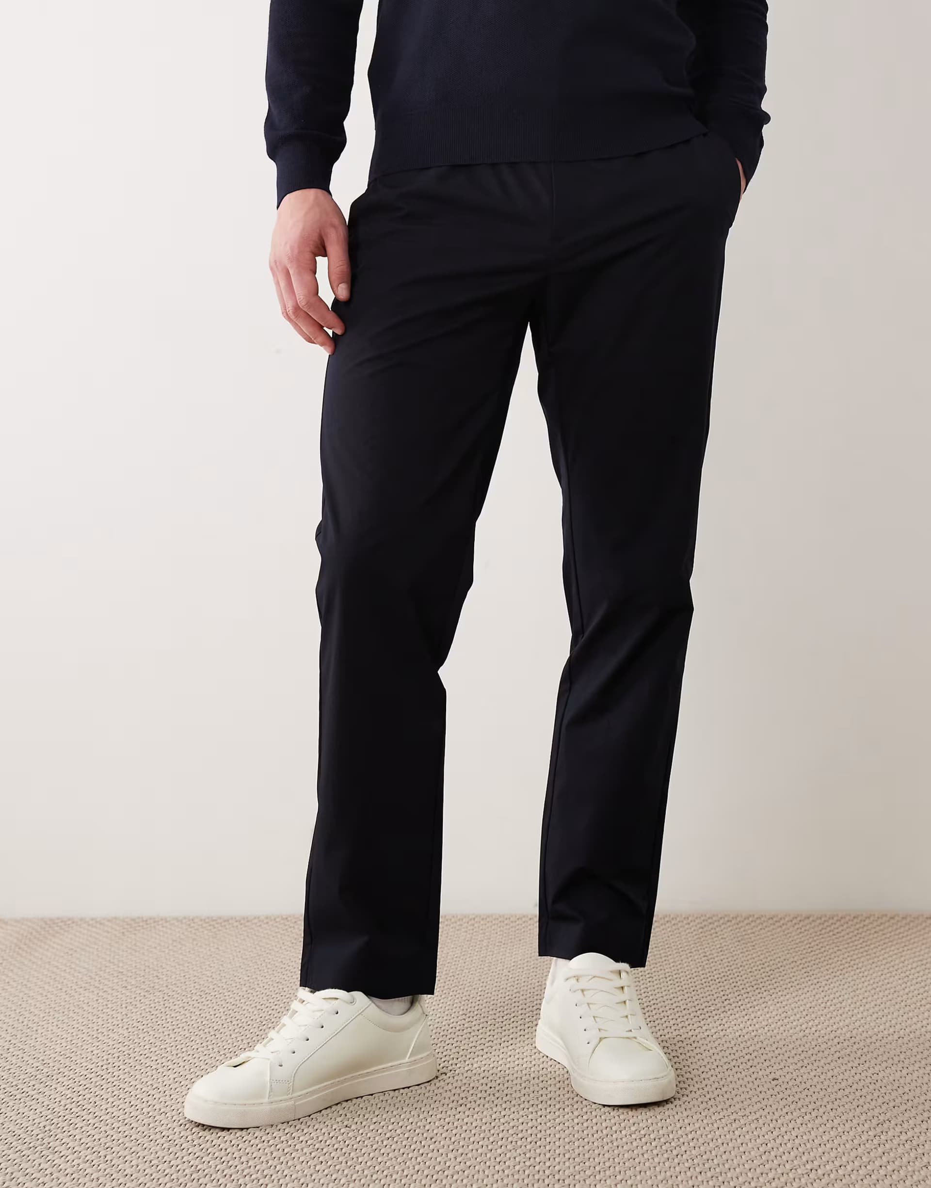 ASOS Mango perfomance thermo-regulating stretch fabric trousers in navy