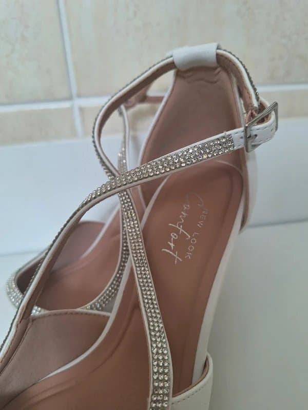 New Look New Look White embellished high heel shoes Size 6 Wide fit