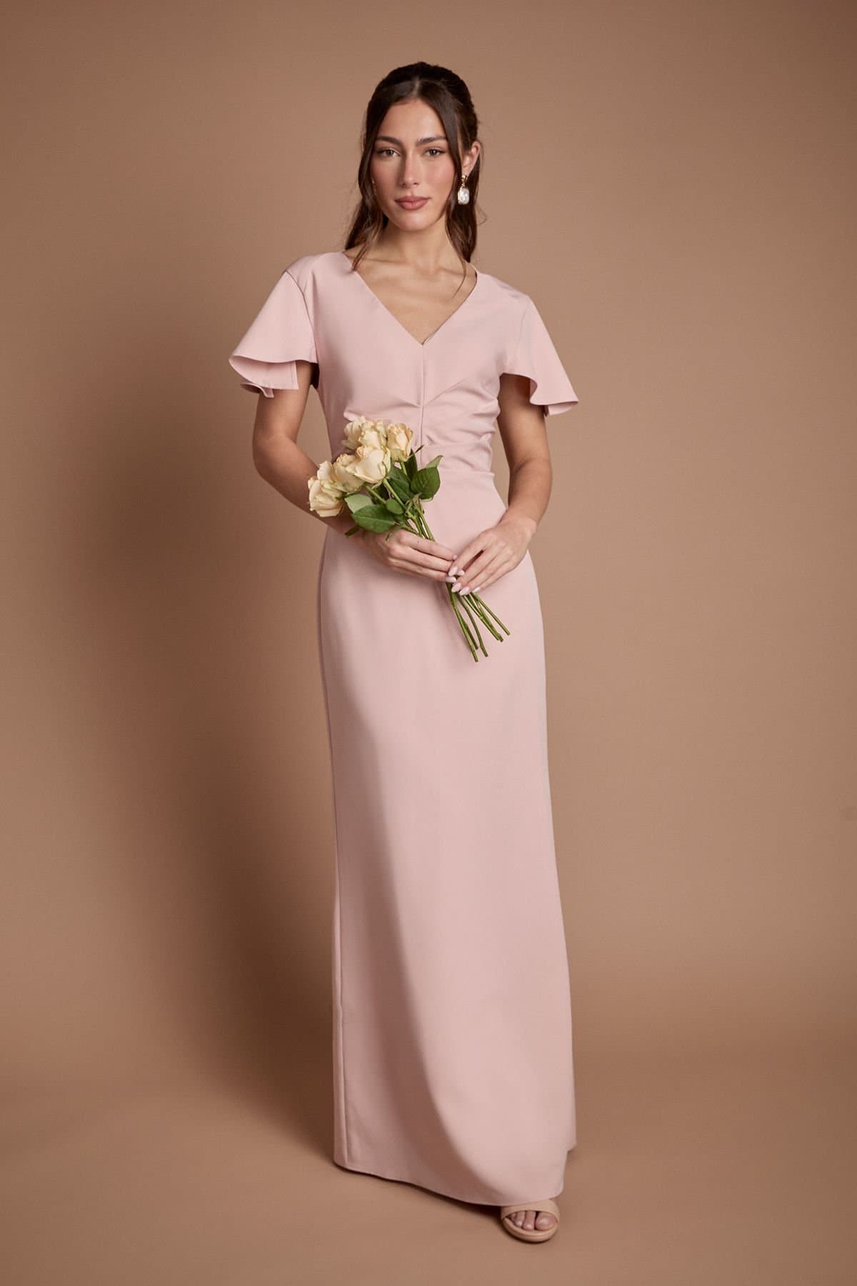 Coast Coast Women's Crepe Fold Detail Bridesmaid Maxi Dress in Blush