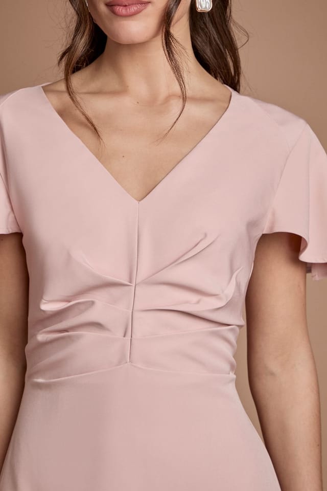 Coast Coast Women's Crepe Fold Detail Bridesmaid Maxi Dress in Blush - 2