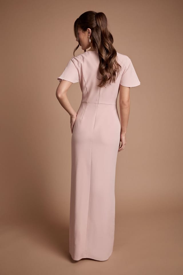 Coast Coast Women's Crepe Fold Detail Bridesmaid Maxi Dress in Blush - 3