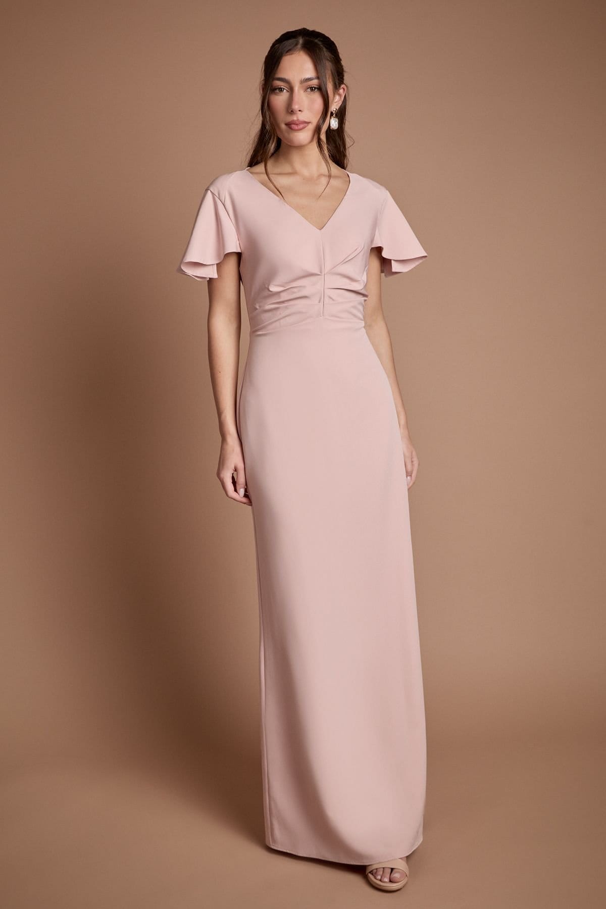 Coast Coast Women's Crepe Fold Detail Bridesmaid Maxi Dress in Blush - 4