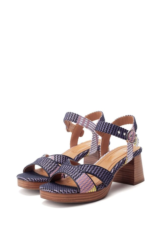 Moda in Pelle Moda In Pelle Women's 'Grechian' Textile Heeled Sandals in Navy - 2