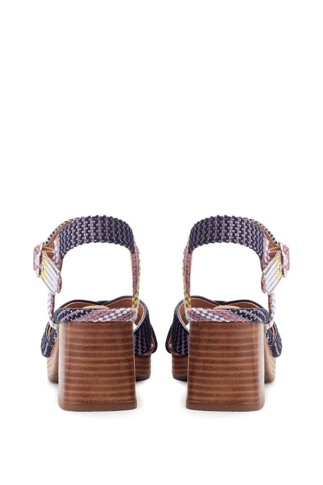 Moda in Pelle Moda In Pelle Women's 'Grechian' Textile Heeled Sandals in Navy - 3