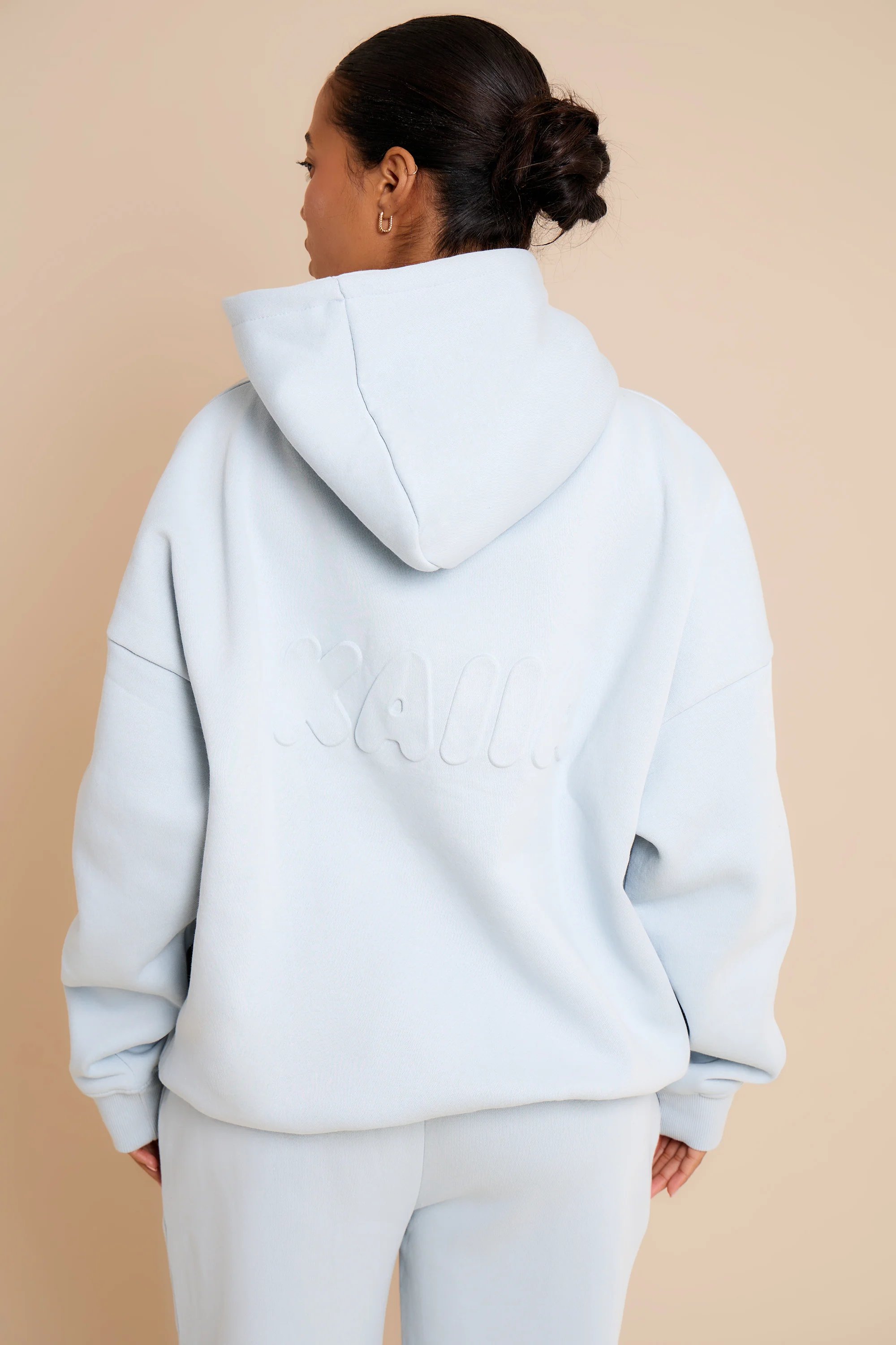 Kaiia Kaiia Embossed Bubble Logo Oversized Hoodie Baby Blue - 2