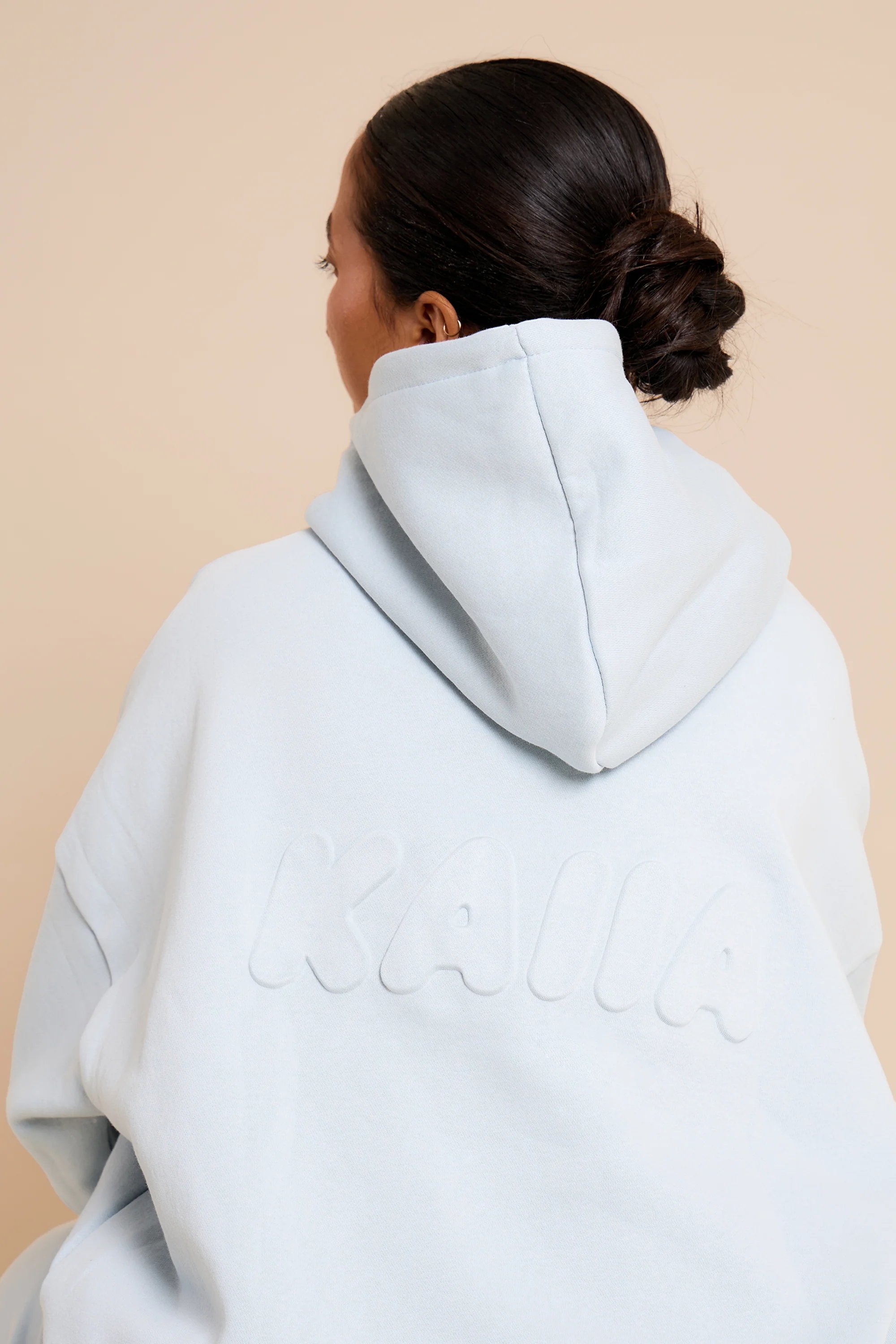 Kaiia Kaiia Embossed Bubble Logo Oversized Hoodie Baby Blue - 4