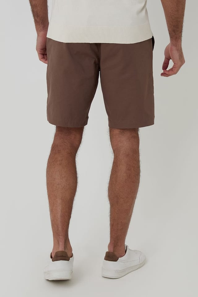 Threadbare Threadbare Men's Cotton Regular Fit Stretch Chino Shorts in Brown - 2