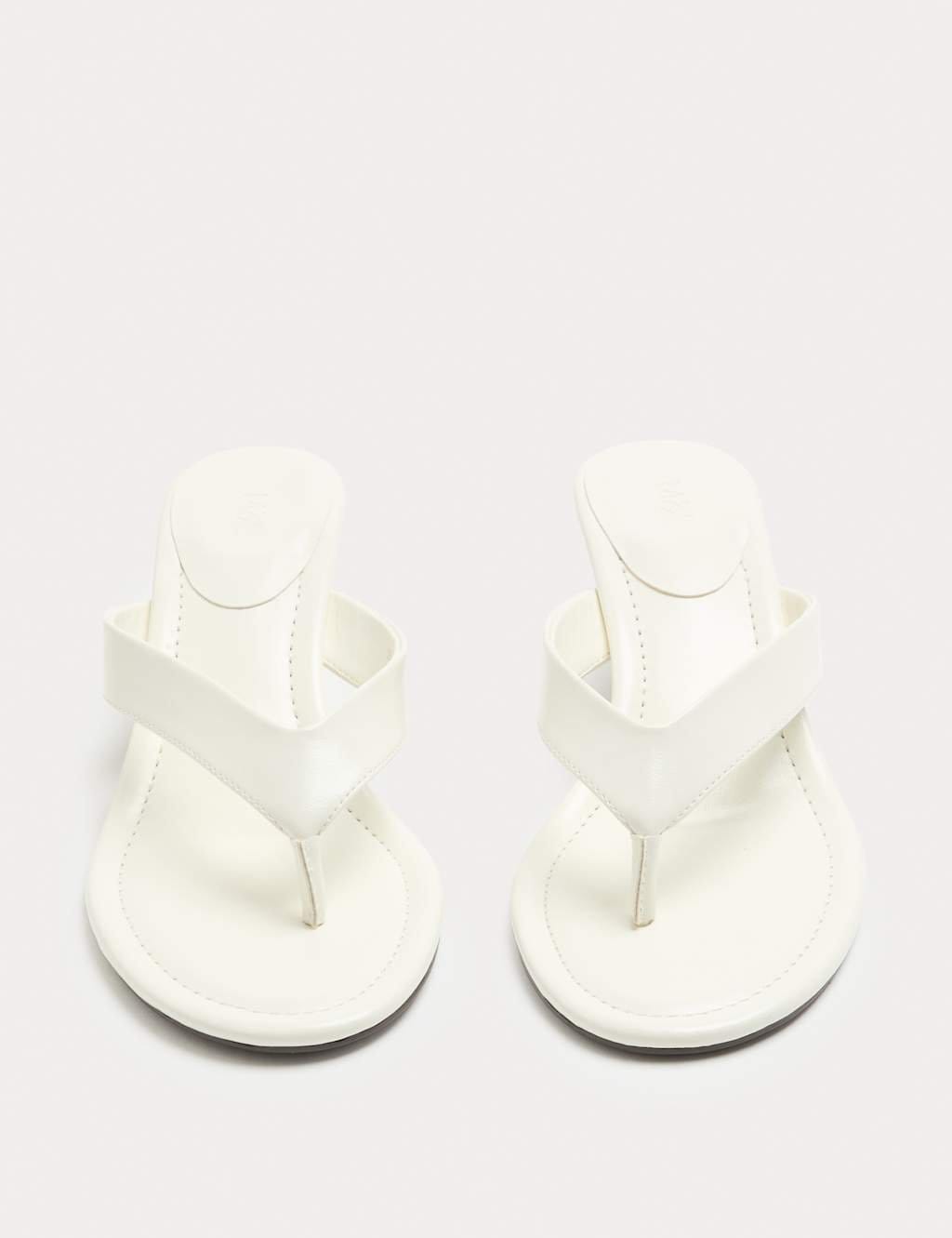 M&S Kitten Heel Toe Post Sandals White